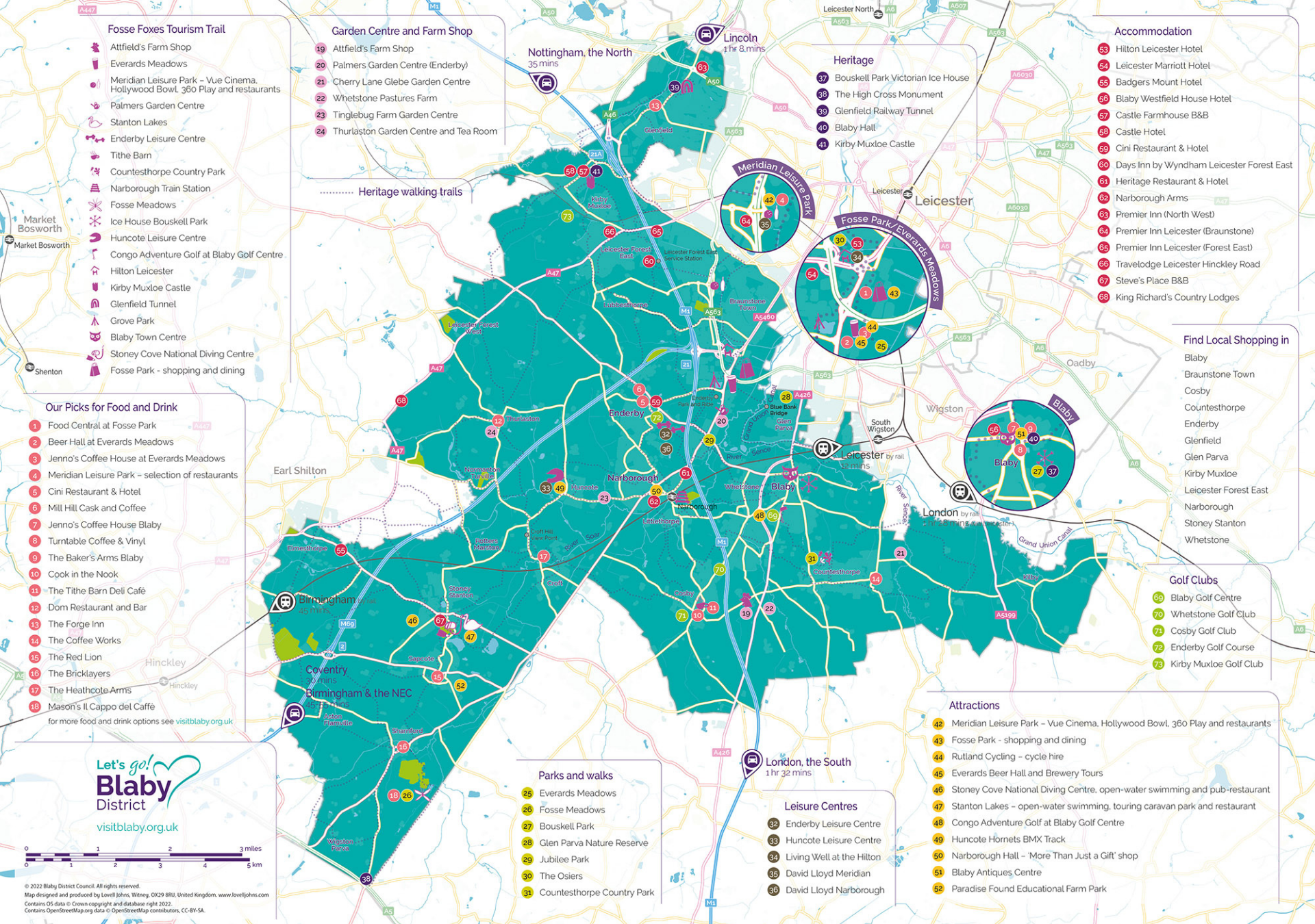 Blaby District tourism map